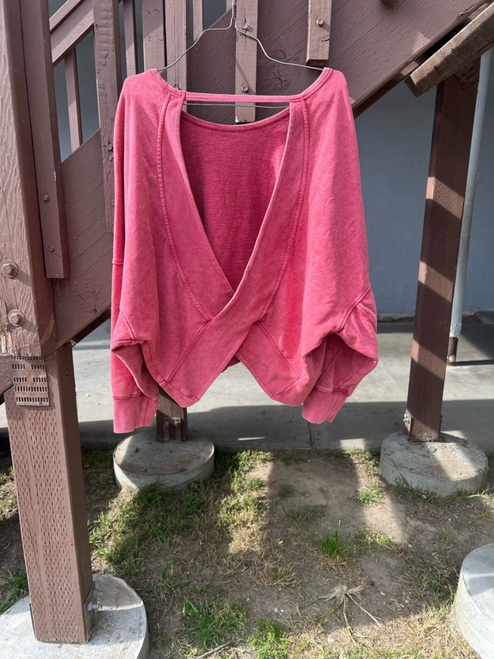 lovestitch Rose Pink V-Neck Cross-Back Sweater